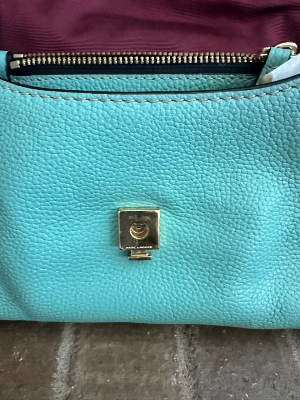 Marc Jacobs Turquoise Pebbled Leather Flap Crossbody Bag Boho Chic